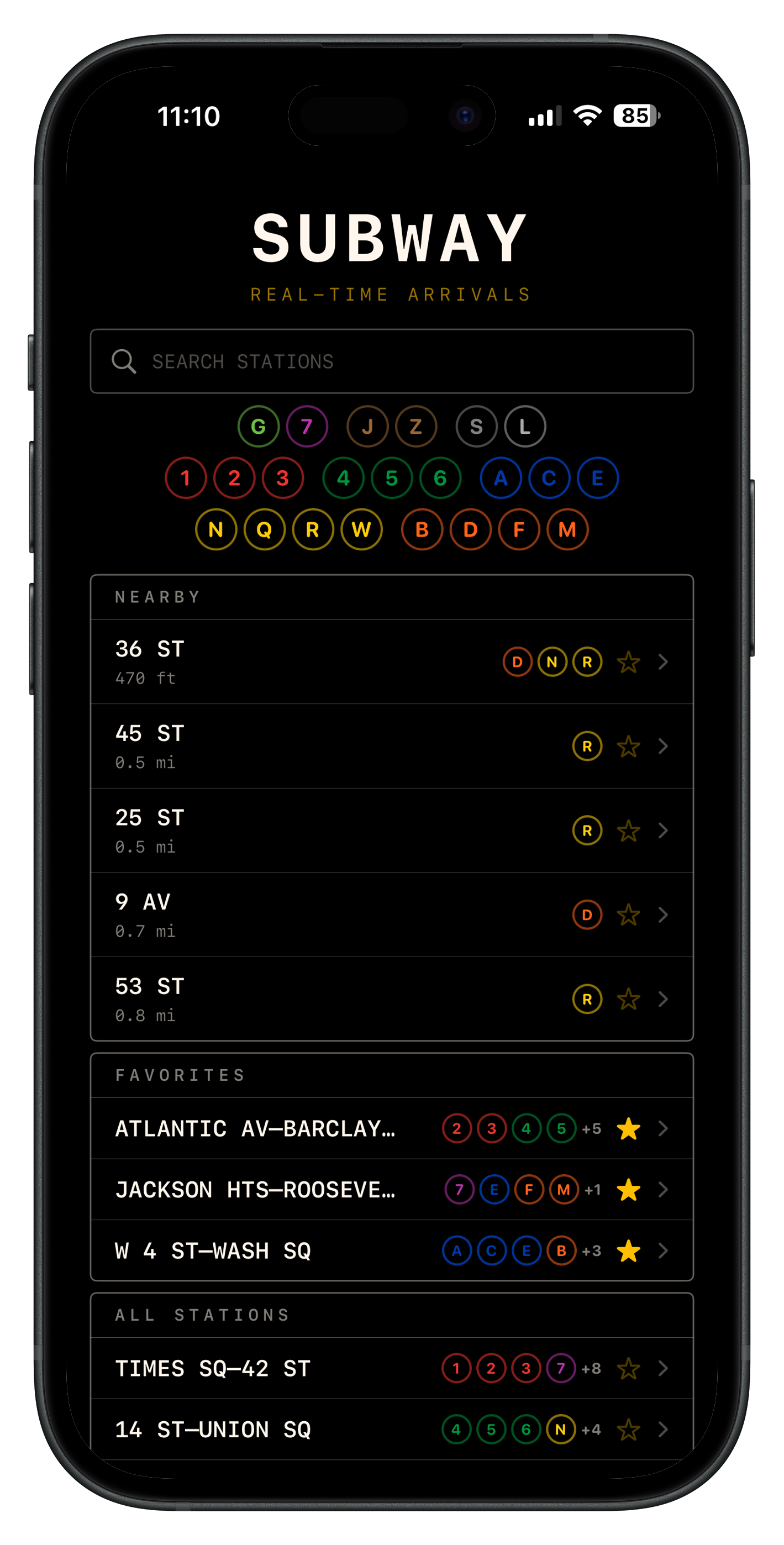 Subway — Real-time NYC train arrivals.